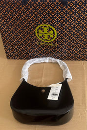 Tory Burch Emerson Patent Leather Shoulder Bag In Gold/Black