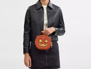 Coach Canteen Crossbody Leather Bag With Halloween Pumpkin Print