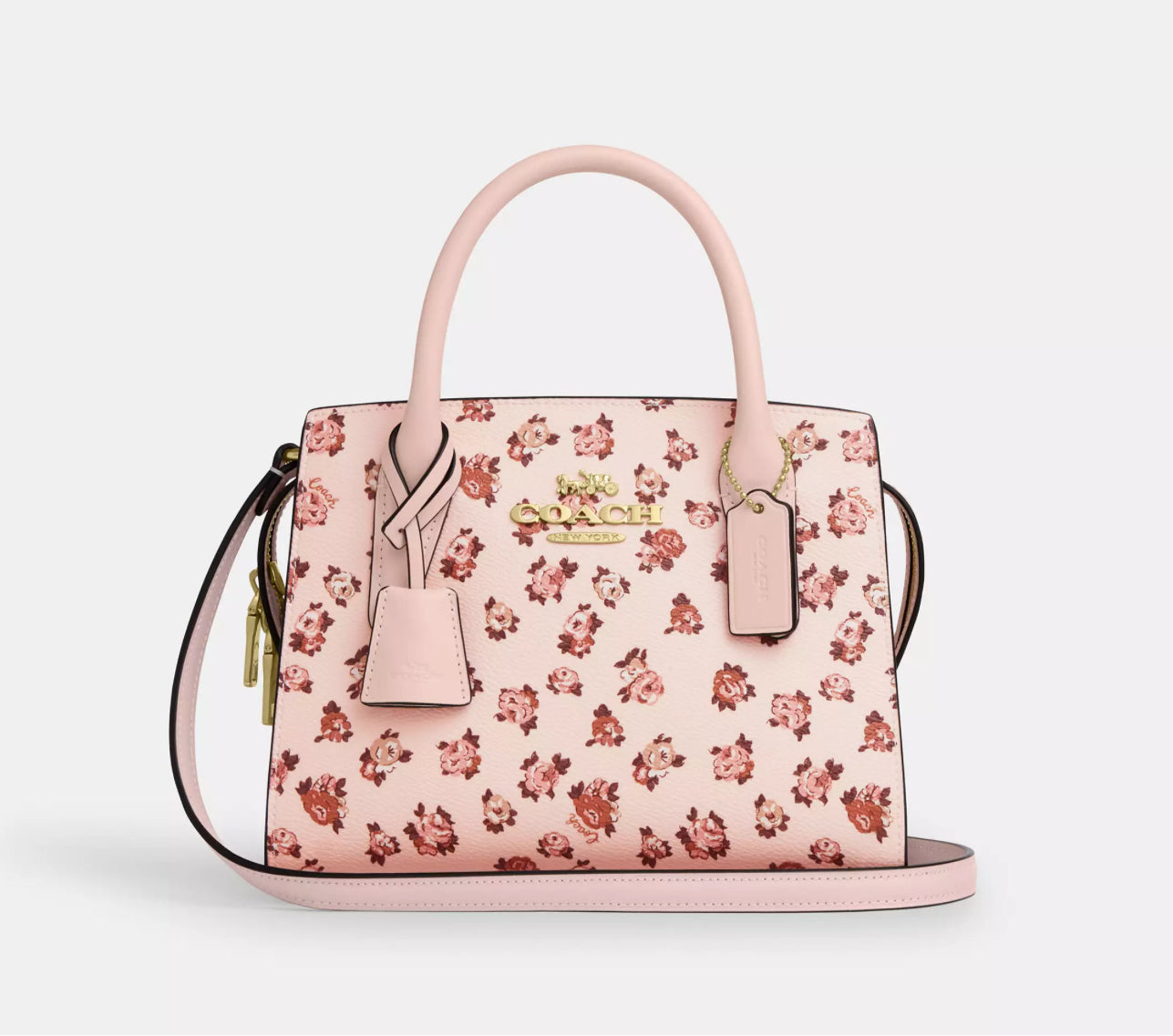 Coach Andrea Carryall Bag With Rose Print In Blush