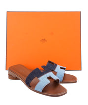 Hermes Oran Sandals 38 Bleu Brut / Bleu Clair 014009AG