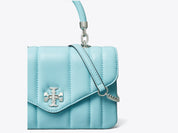 Tory Burch Mini Kira Top Handle Satchel Bag in Leather With Dust Bag Original Dust Bag blue