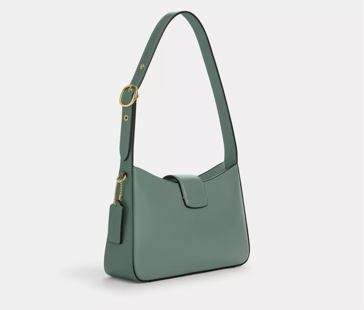 Coach Eliza Leather Shoulder Bag With Zipper Closure In Gold/Sage