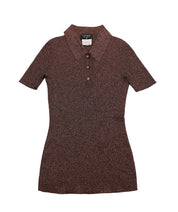 CHANEL Vintage 96A CC Logo Knit Polo Shirt Top #38 Glitter Brown Rayon 102421