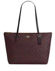 Coach Zip Top Tote In Signature Canvas