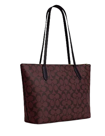 Coach Zip Top Tote In Signature Canvas