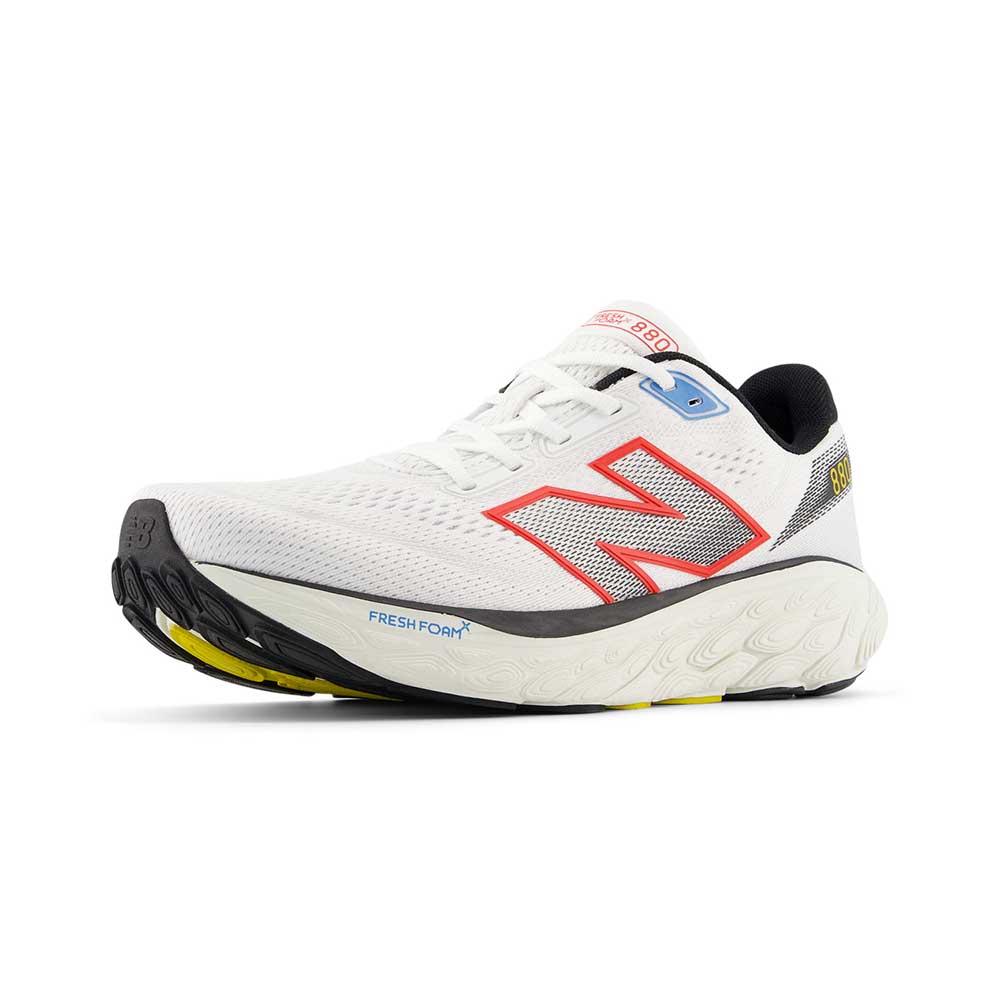 Men's Fresh Foam X 880v14 Running Shoe - White/Neo Flame - Wide (2E)