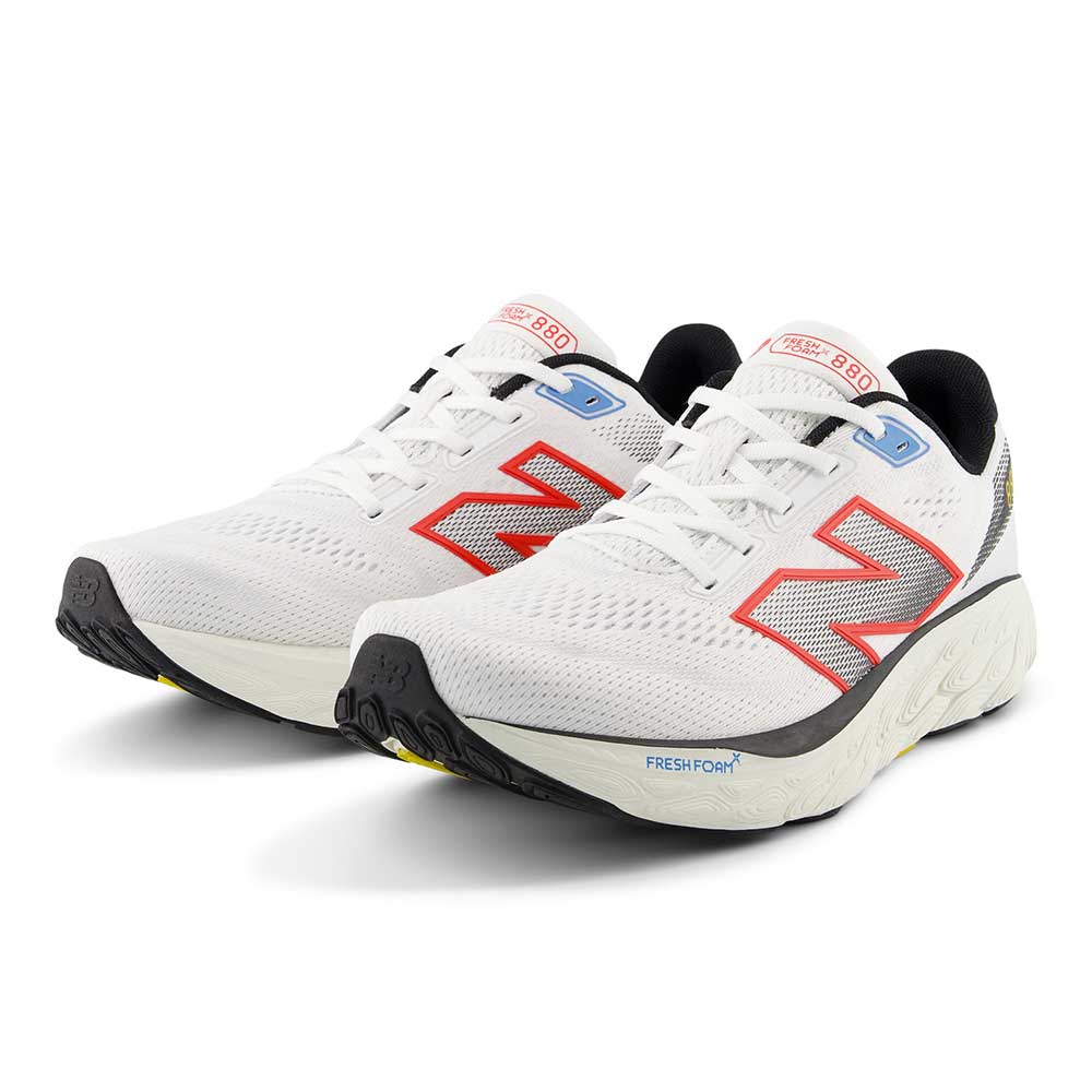 Men's Fresh Foam X 880v14 Running Shoe - White/Neo Flame - Extra Wide (4E)