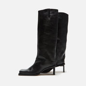 Miista Brianna Grain Tall Boots - Black