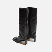 Miista Brianna Grain Tall Boots - Black