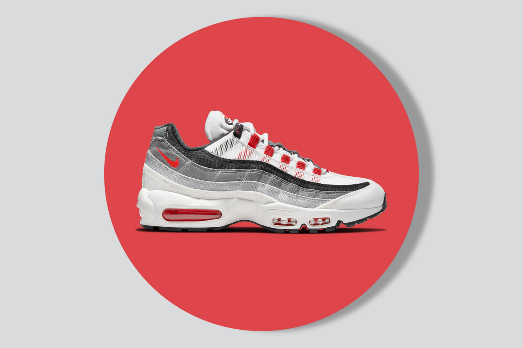 Air Max 95 'Smoke Grey' - Summit White/Chile Red/Off Noir