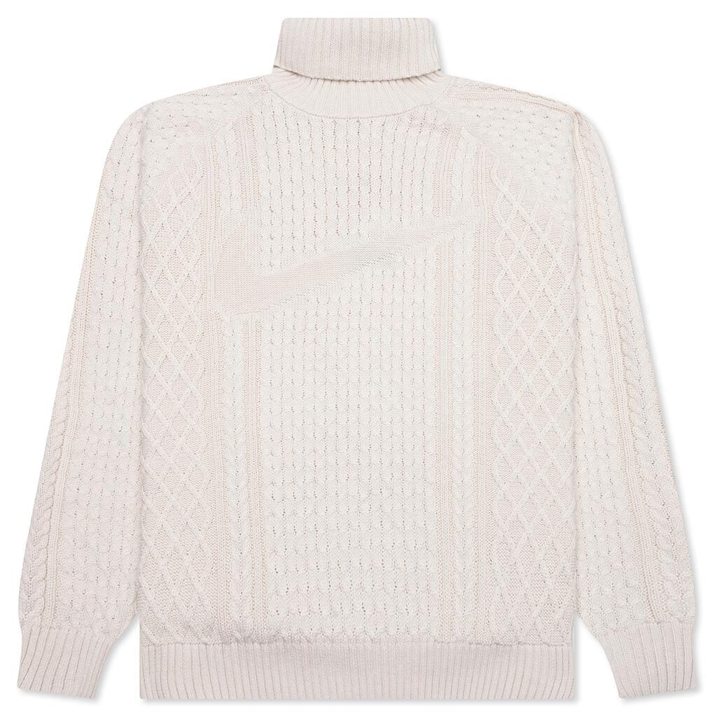 Nike Life Cable Knit Turtleneck Sweater - Light Bone