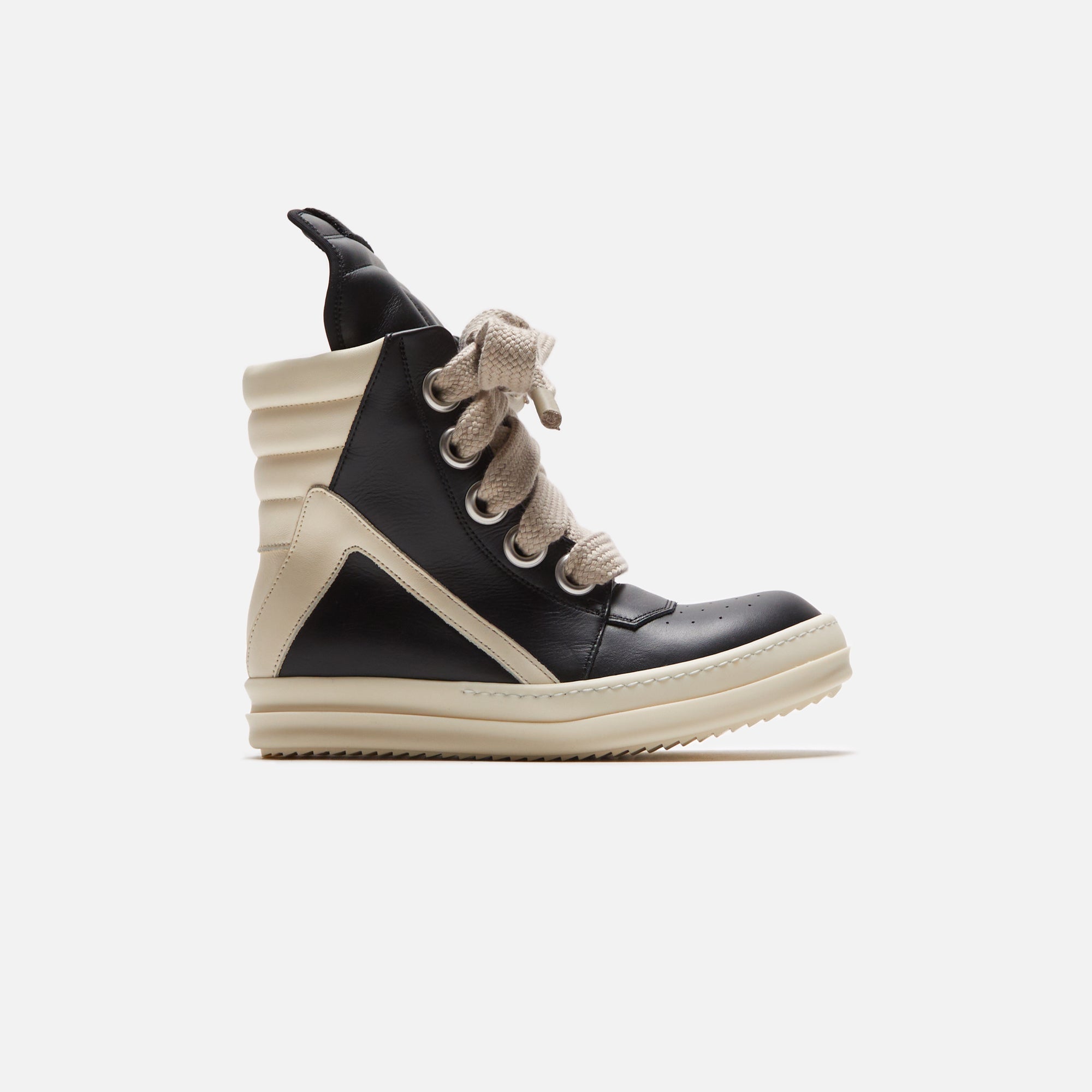 Rick Owens Wmns Scarpe Pelle Geobasket - Black / Milk