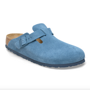 Birkenstock Boston Soft Footbed Suede Leather in Elemental Blue