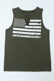 US Flag Graphic Cutout Round Neck Tank