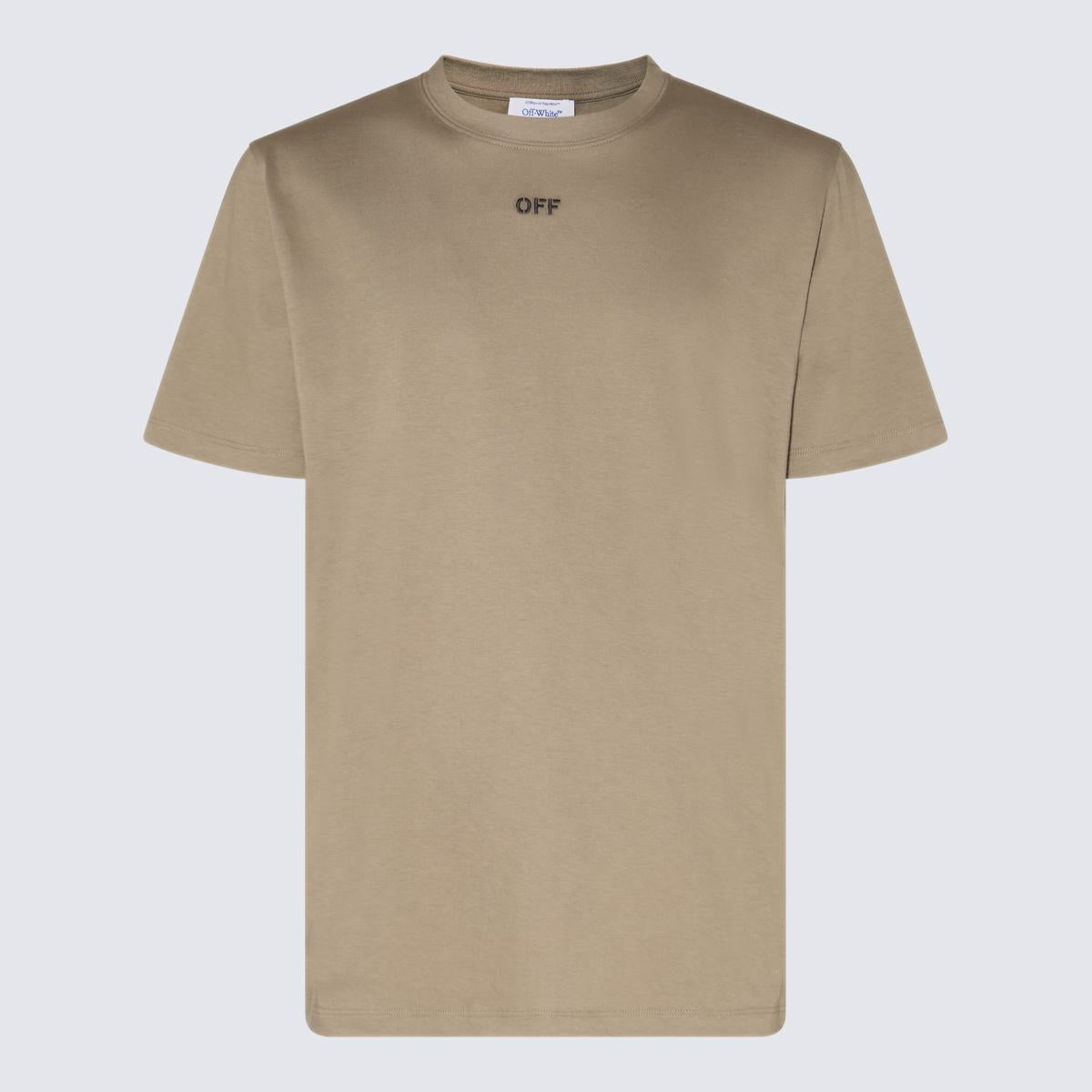 Off-White Beige And Black Cotton T-Shirt