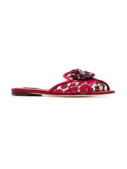 Dolce & Gabbana Crystal Lace Flat Sandals