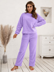 Ivy Lane Teddy Long Sleeve Top and Pants Lounge Set