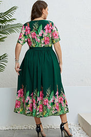 Honey Floral Tie-Waist Round Neck Dress