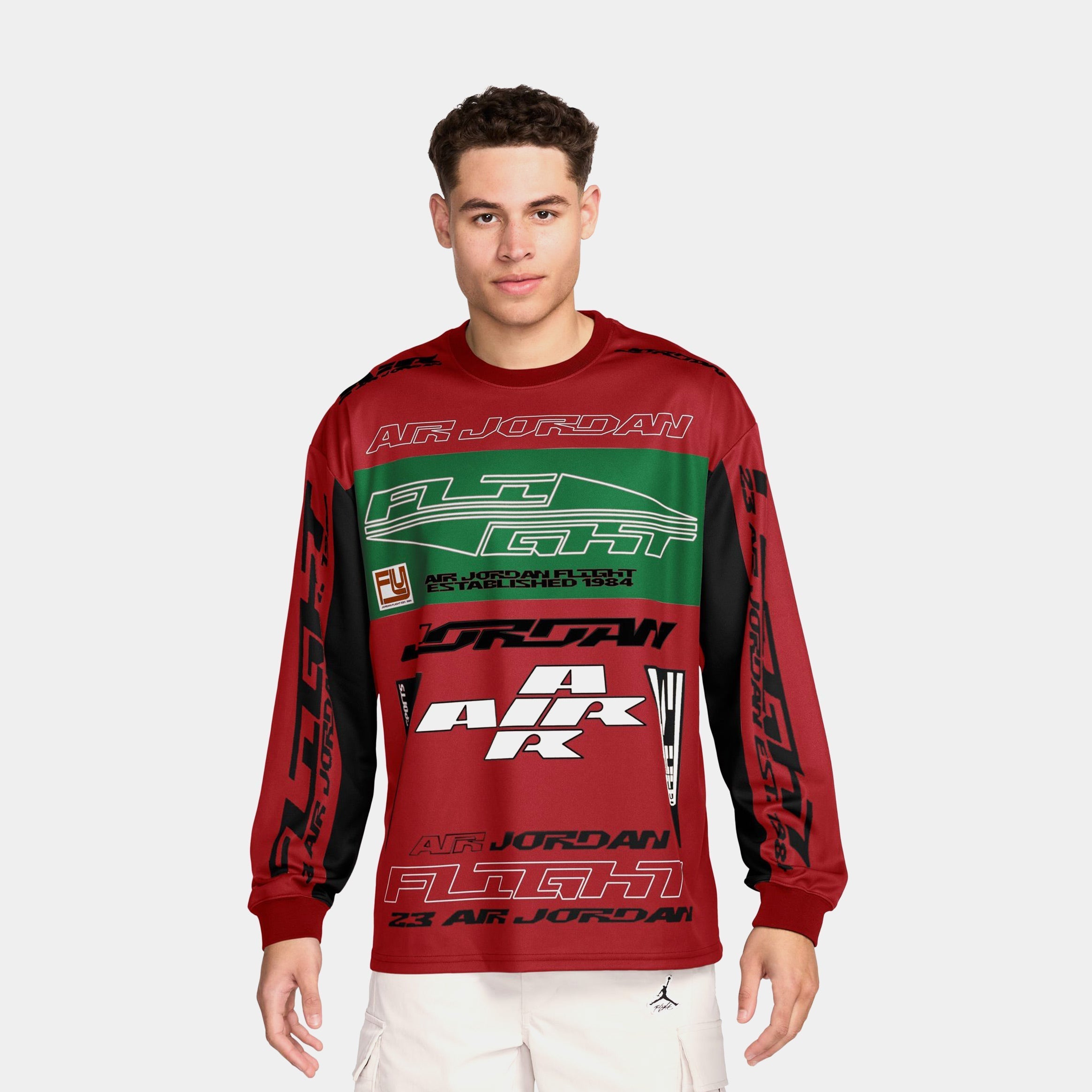 MVP Printed Mens Long Sleeve Shirt (Red/Green)