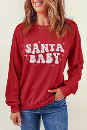 SANTA BABY Round Neck Long Sleeve Sweatshirt