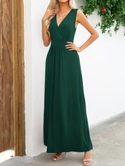 Surplice Neck Sleeveless Maxi Dress