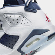 Air Jordan 6 Retro White and Midnight Navy Grade School Lifestyle Shoes (White/Varsity Red/Midnight Navy)