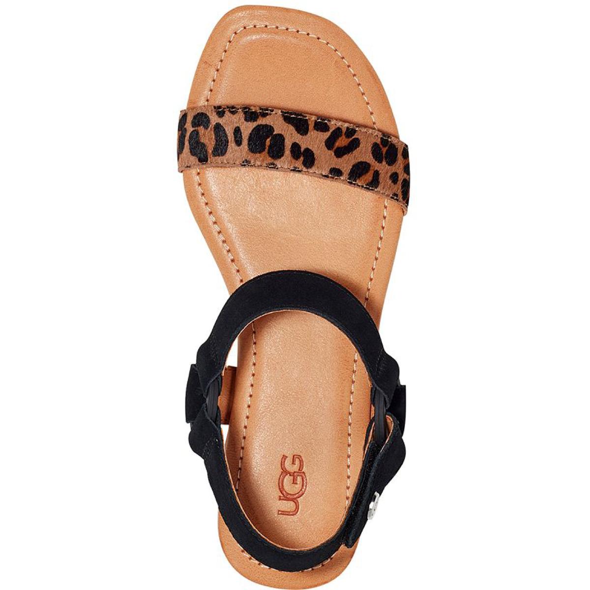 Rynell Leopard Womens Leather Leopard Print Slingback Sandals