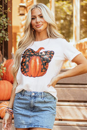 Pumpkin Round Neck Short Sleeve T-Shirt