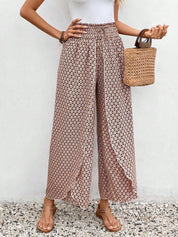 Tied Printed Wide Leg Pants