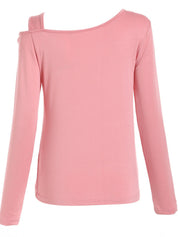 Cutout Asymmetrical Neck Long Sleeve T-Shirt