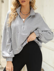 Half-Zip Collared Sweatshirt