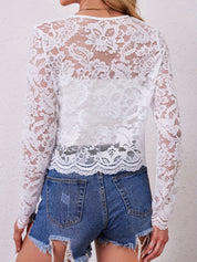 Lace Open Front Long Sleeve Jacket