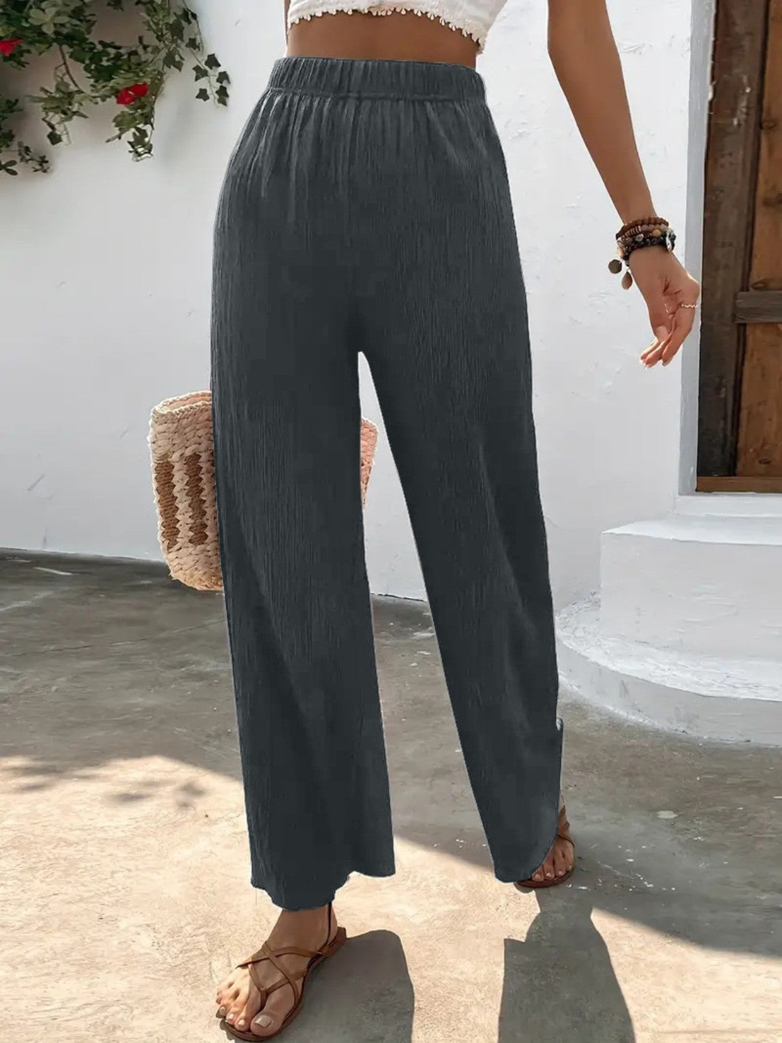 Full Size High Waist Wide Leg Pants