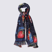 Alexander McQueen Navy Silk Blend Bosch Scarf