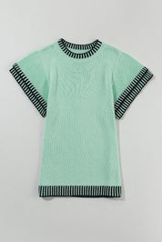 Round Neck Short Sleeve Knit Top