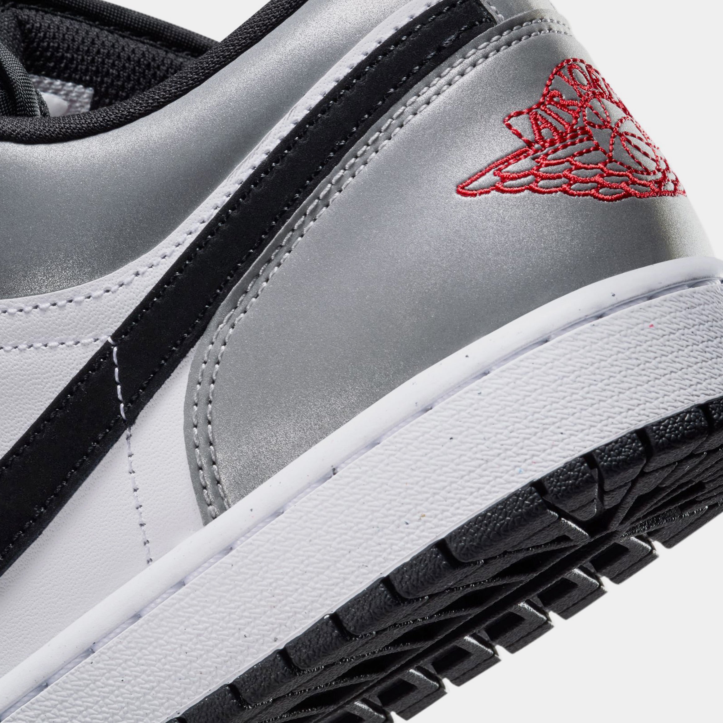 Air Jordan 1 Low SE Mens Lifestyle Shoes (White/Black/Matte Silver/Fire Red)