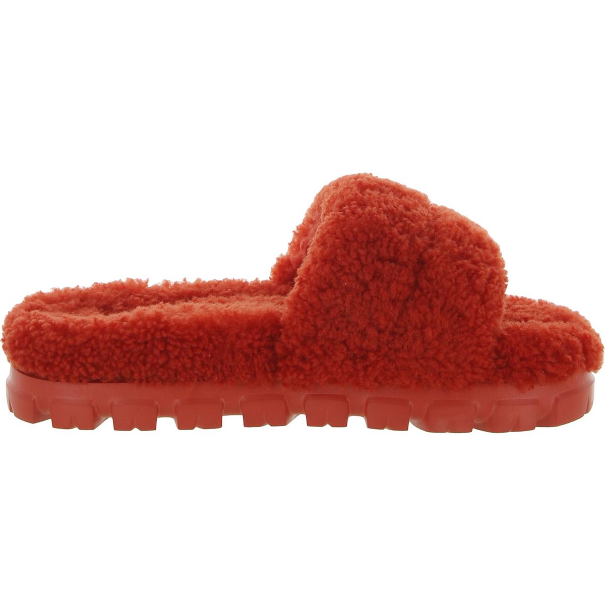 Cozetta Curly Womens Shearling Slip-On Slide Slippers