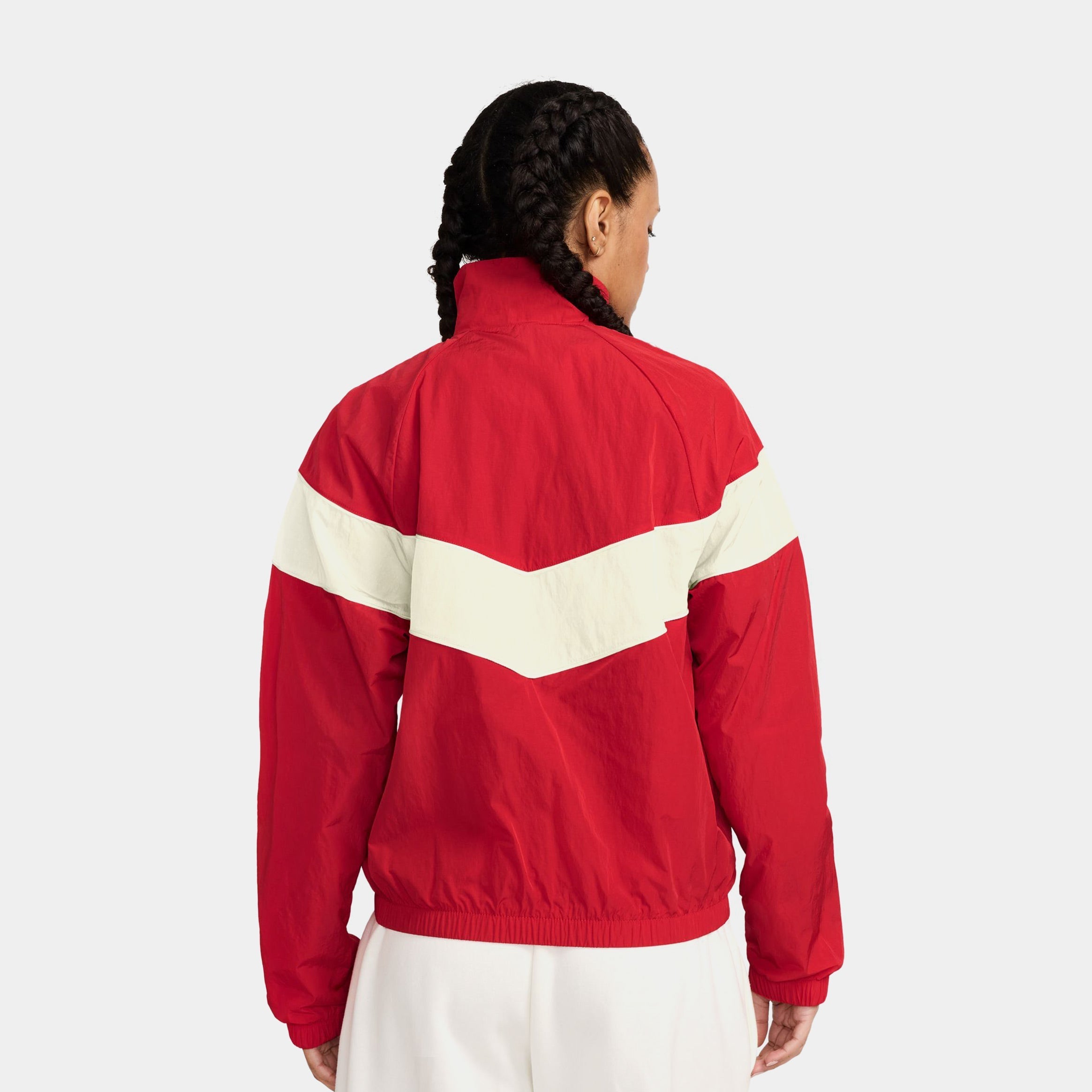 NSW Woven Full Zip Windbreaker Womens Jacket (Red/White)