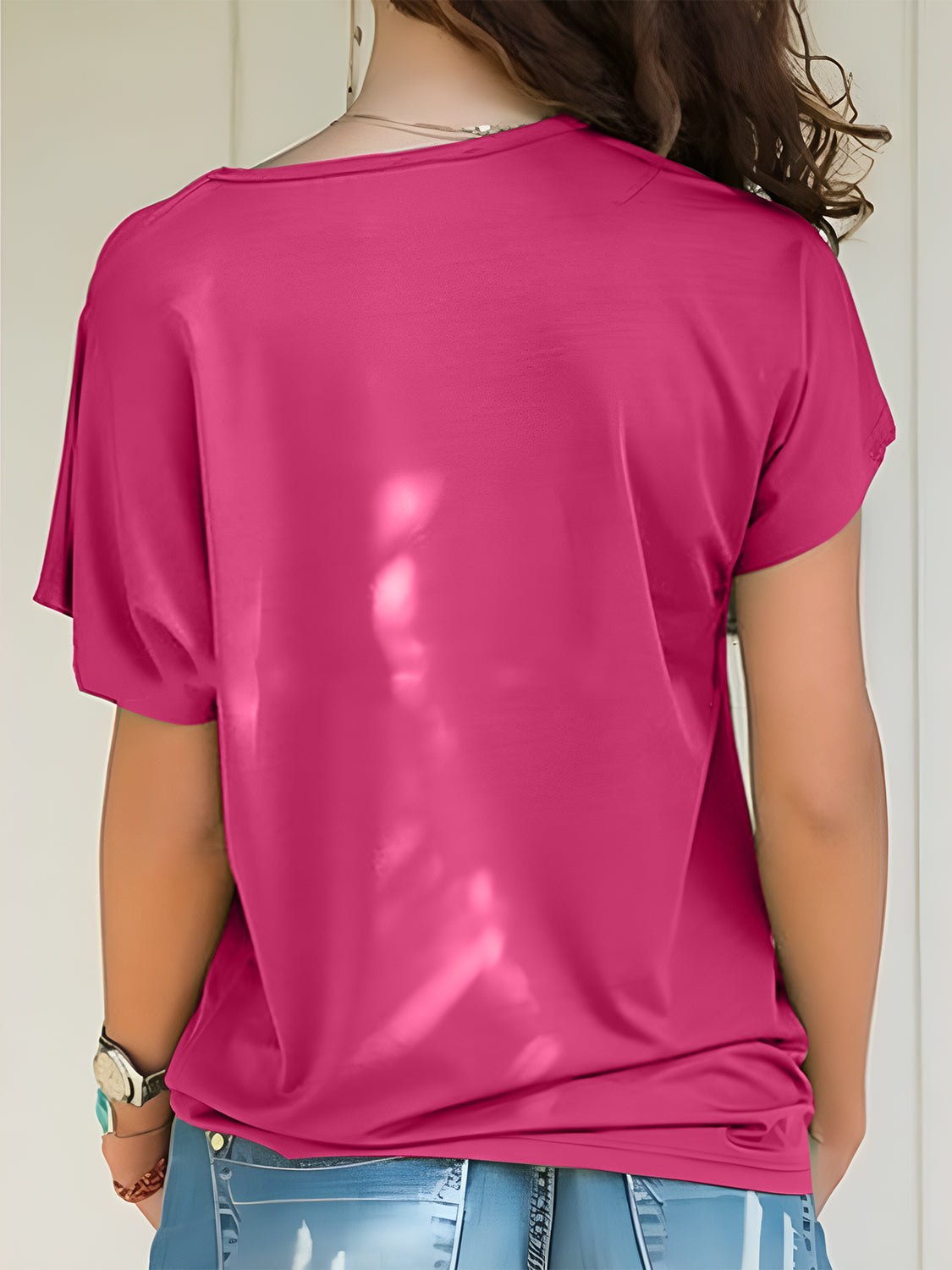 Asymmetrical Neck Short Sleeve T-Shirt