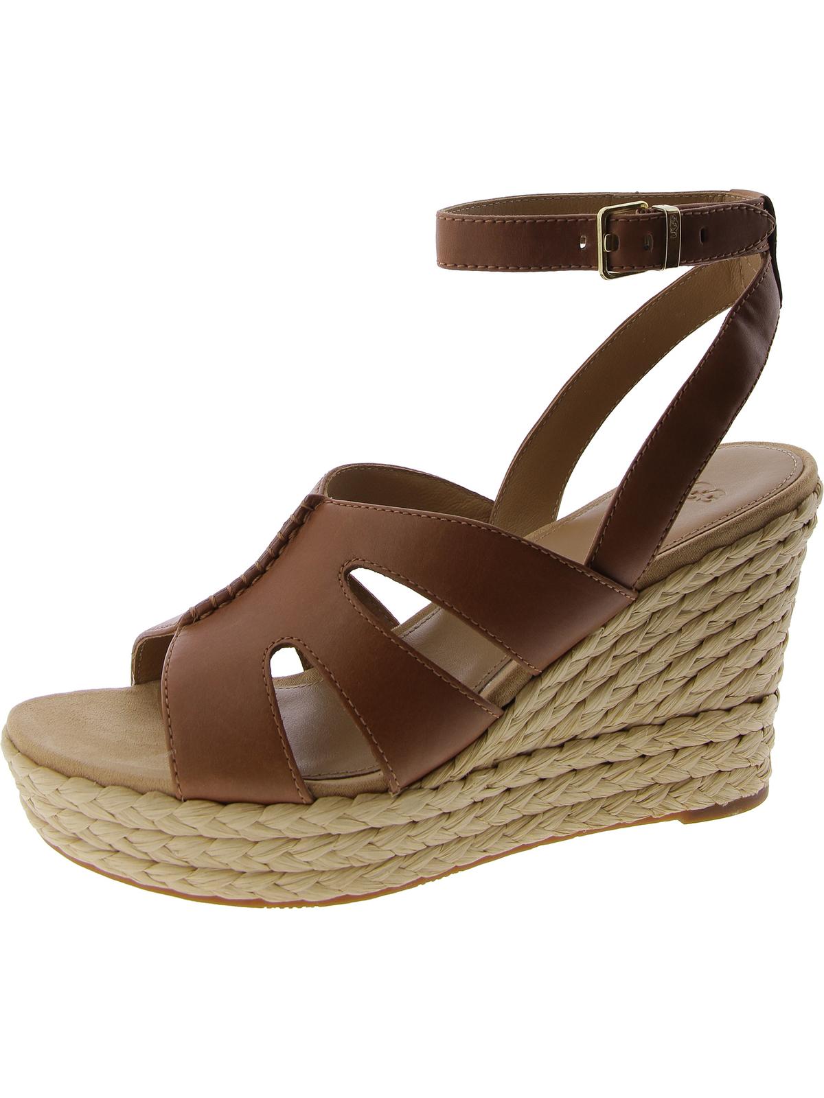 Careena Womens Leather Open Toe Wedge Sandals