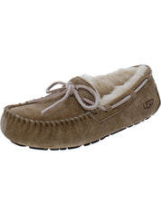 Dakota Womens Suede Sheepskin Lined Moccasin Slippers