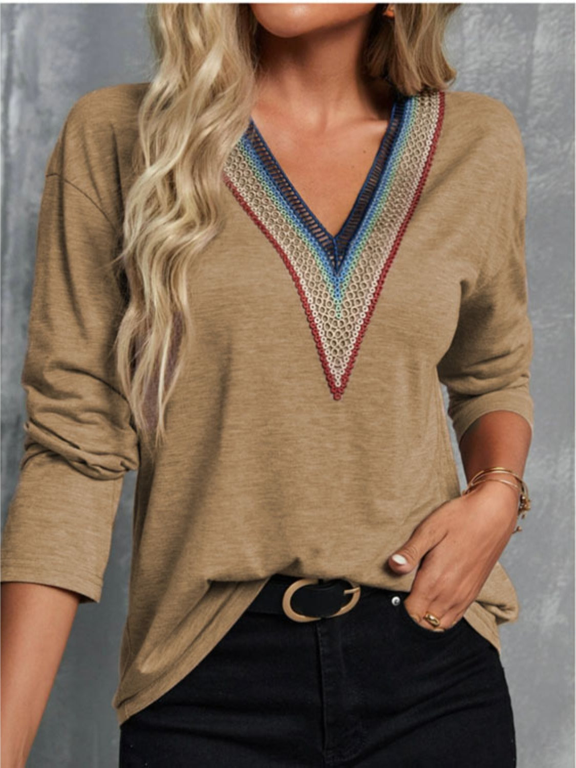 V-Neck Long Sleeve T-Shirt