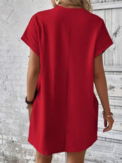 Pocketed Round Neck Short Sleeve Dress