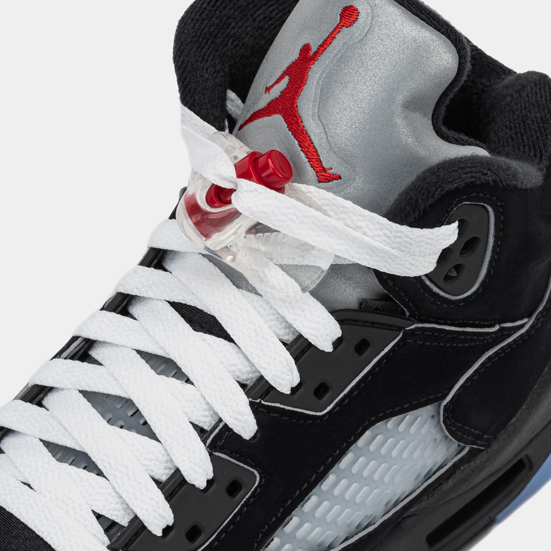 Air Jordan 5 Retro Reimagined Grade School Lifestyle Shoes (Black/White/Metallic Silver/Fire Red)