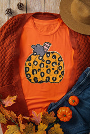 Pumpkin Round Neck Short Sleeve T-Shirt