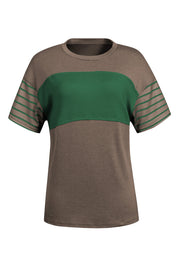 Striped Round Neck Short Sleeve T-Shirt