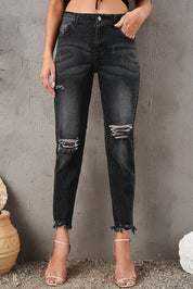 Stylish Distressed Cropped Jeans