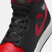 Air Jordan 1 Mid Grade School Basketball Shoes (Black/Summit White/Varsity Red)