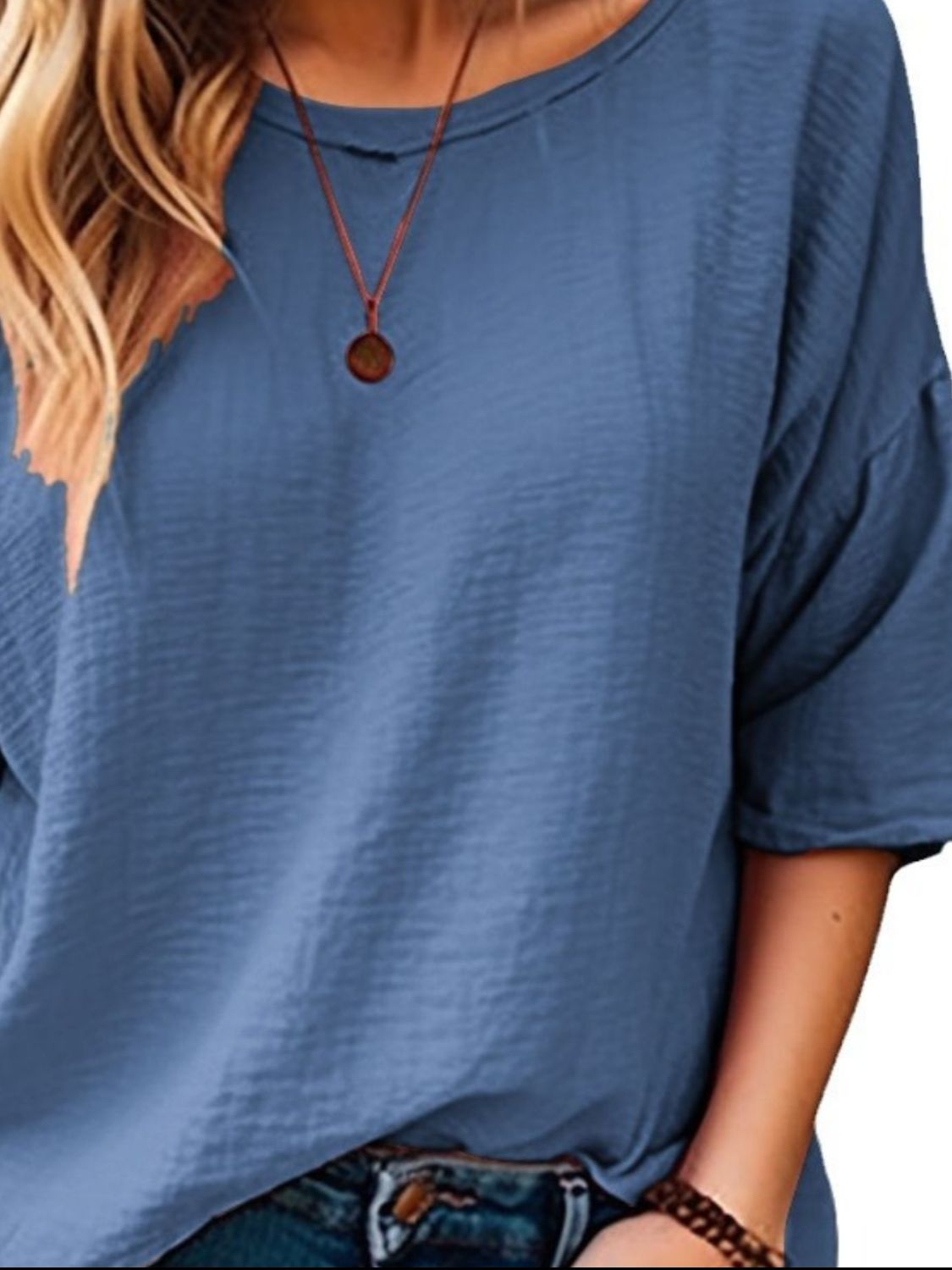 Full Size Round Neck Half Sleeve T-Shirt Plus Size