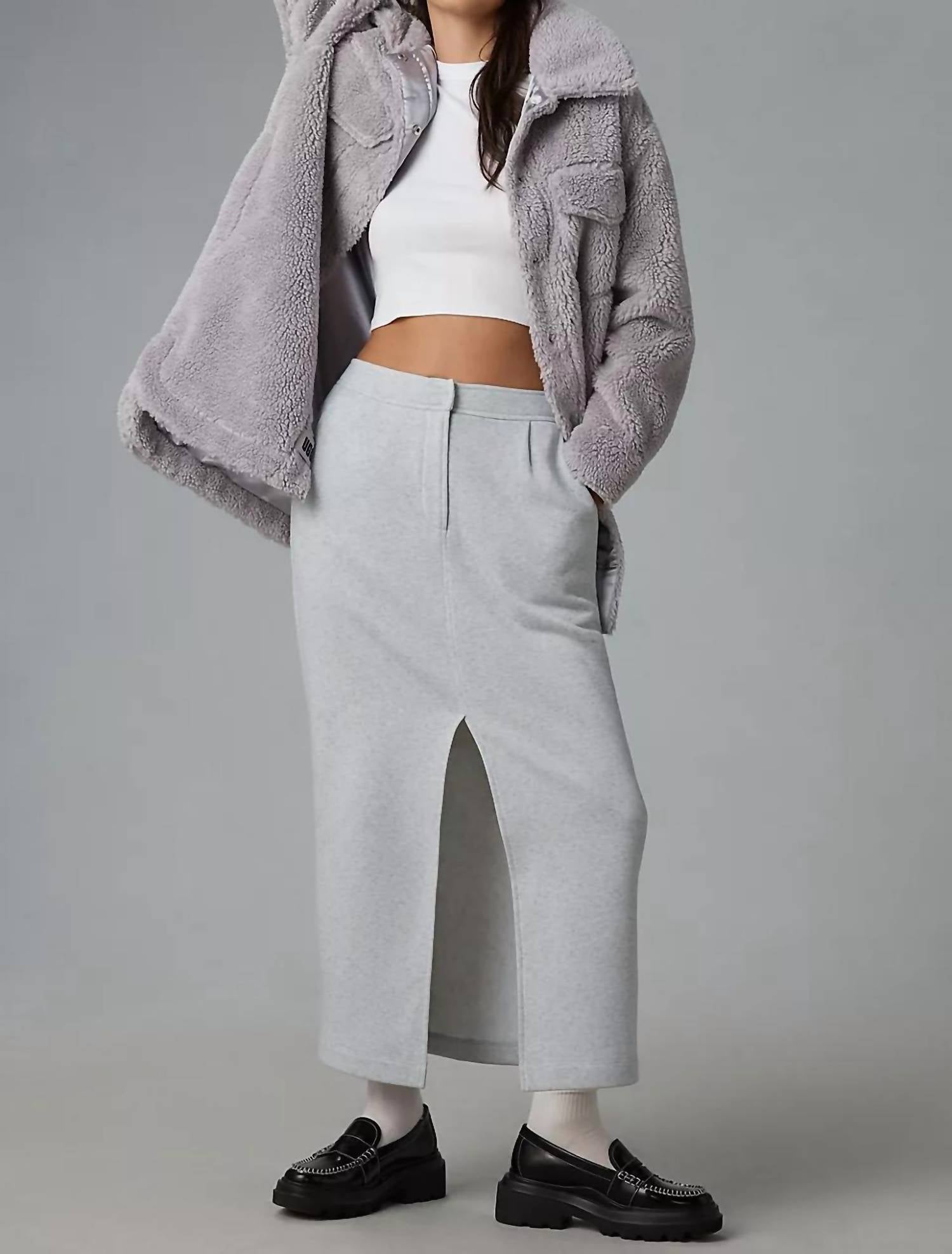 Frankie Uggfluff Shirt Jacket In Cloudy Grey